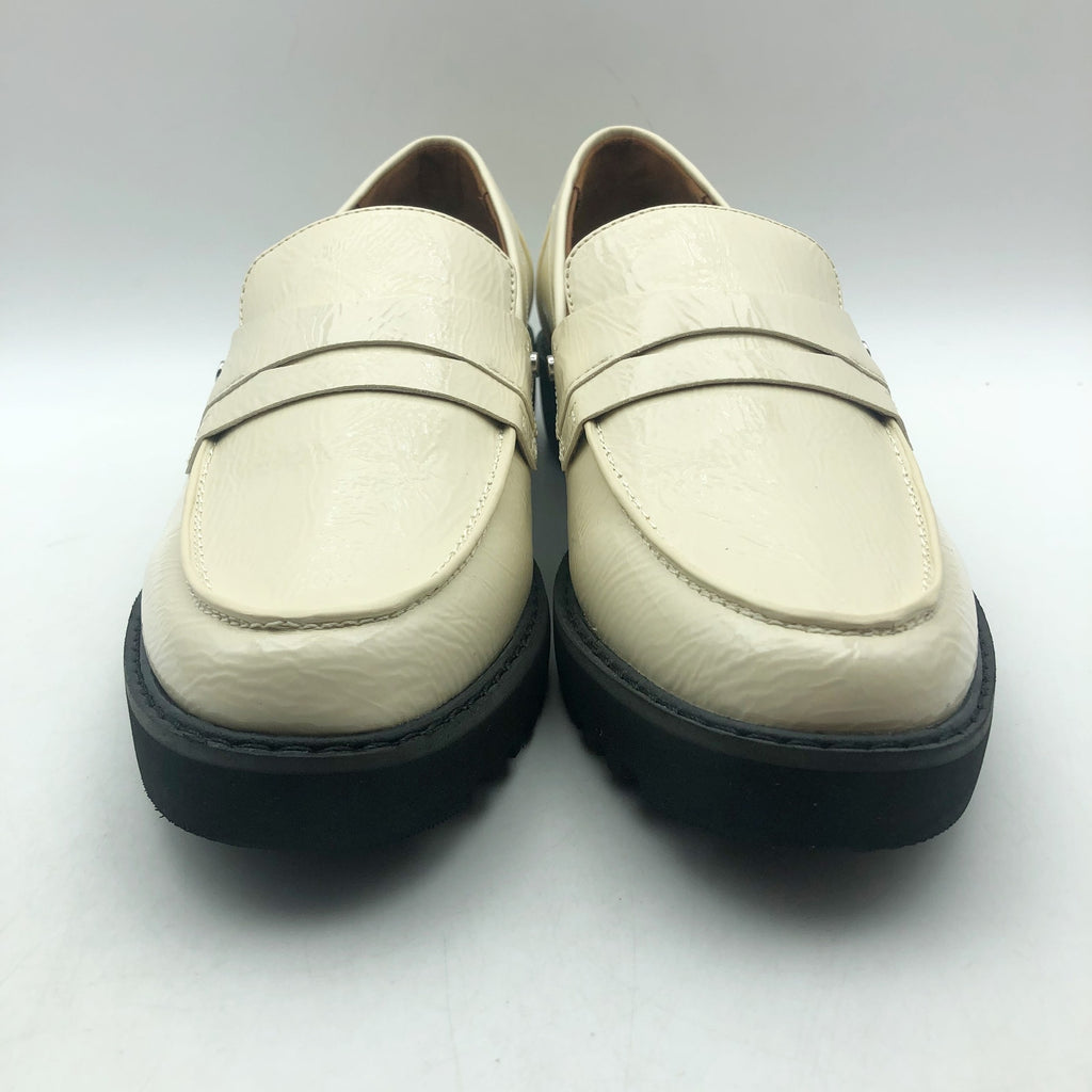 Franco Sarto Womens Cassandra Loafers US 7.5 Cream Vegan Patent Leather NIB