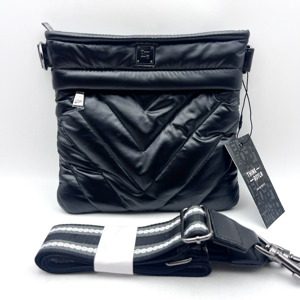 THINK ROYLN Women's Sidewalk Crossbody Bag Small Pearl Black Quilted NWT