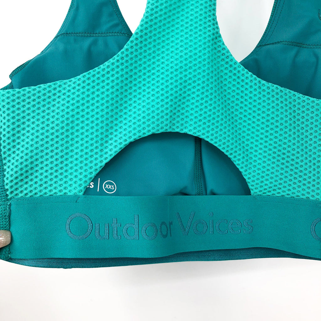 OUTDOOR VOICES Womens Doing Things Sports Bra XXS Green Peacock Racerback NWT