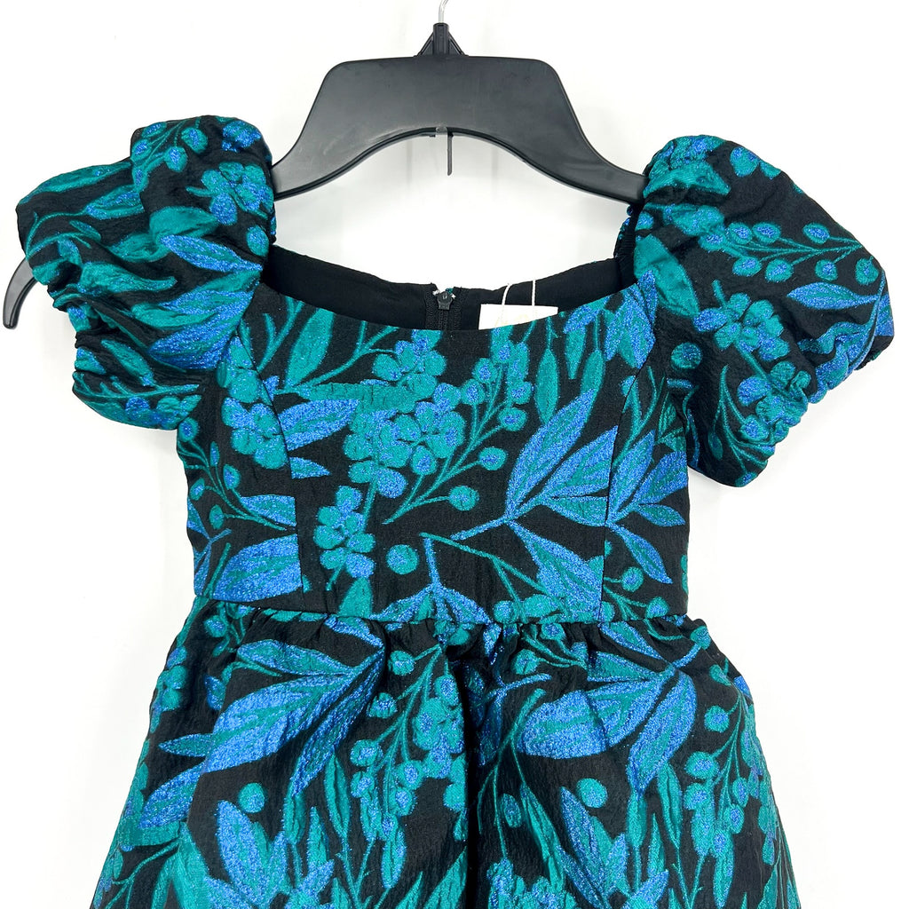 LILLY PULITZER Girls Koji Dress US 2 Deep Lagoon Berry Wild Metallic Brocade NWT
