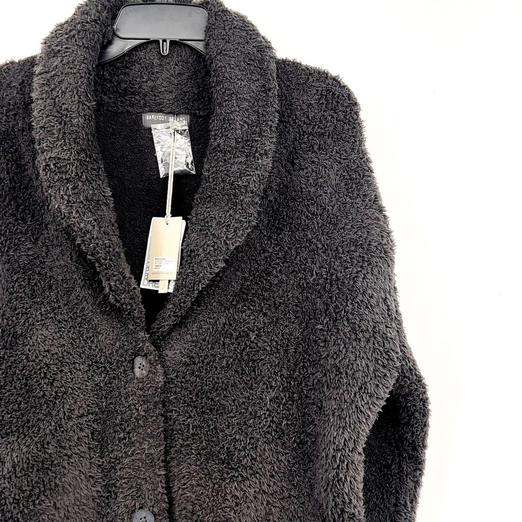 BAREFOOT DREAMS CozyChic Shearling Button Front Jacket Small Carbon Grey NWT