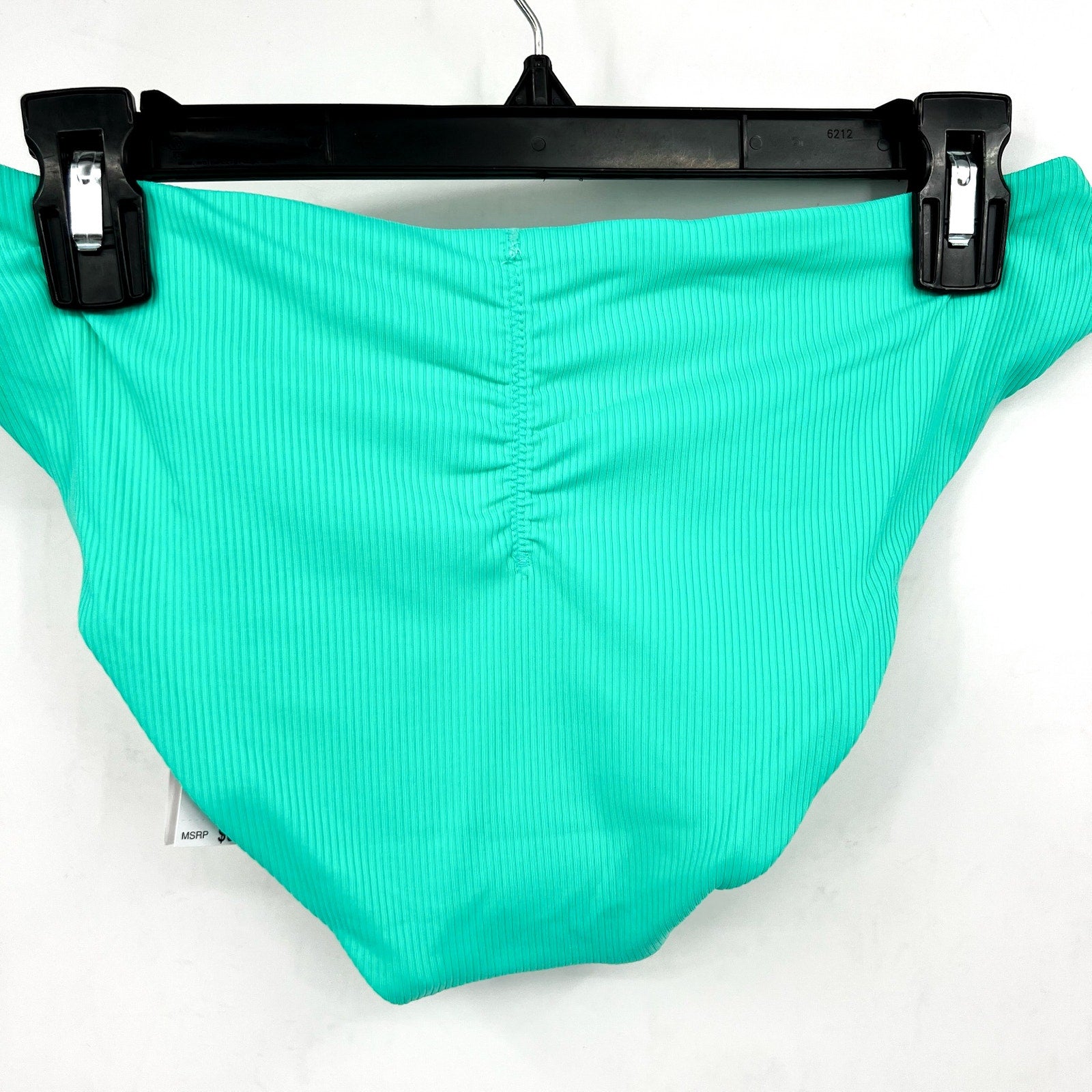 BECCA Modern Edge Shirred American Bikini Bottom Medium Green Aqua Sea NWT