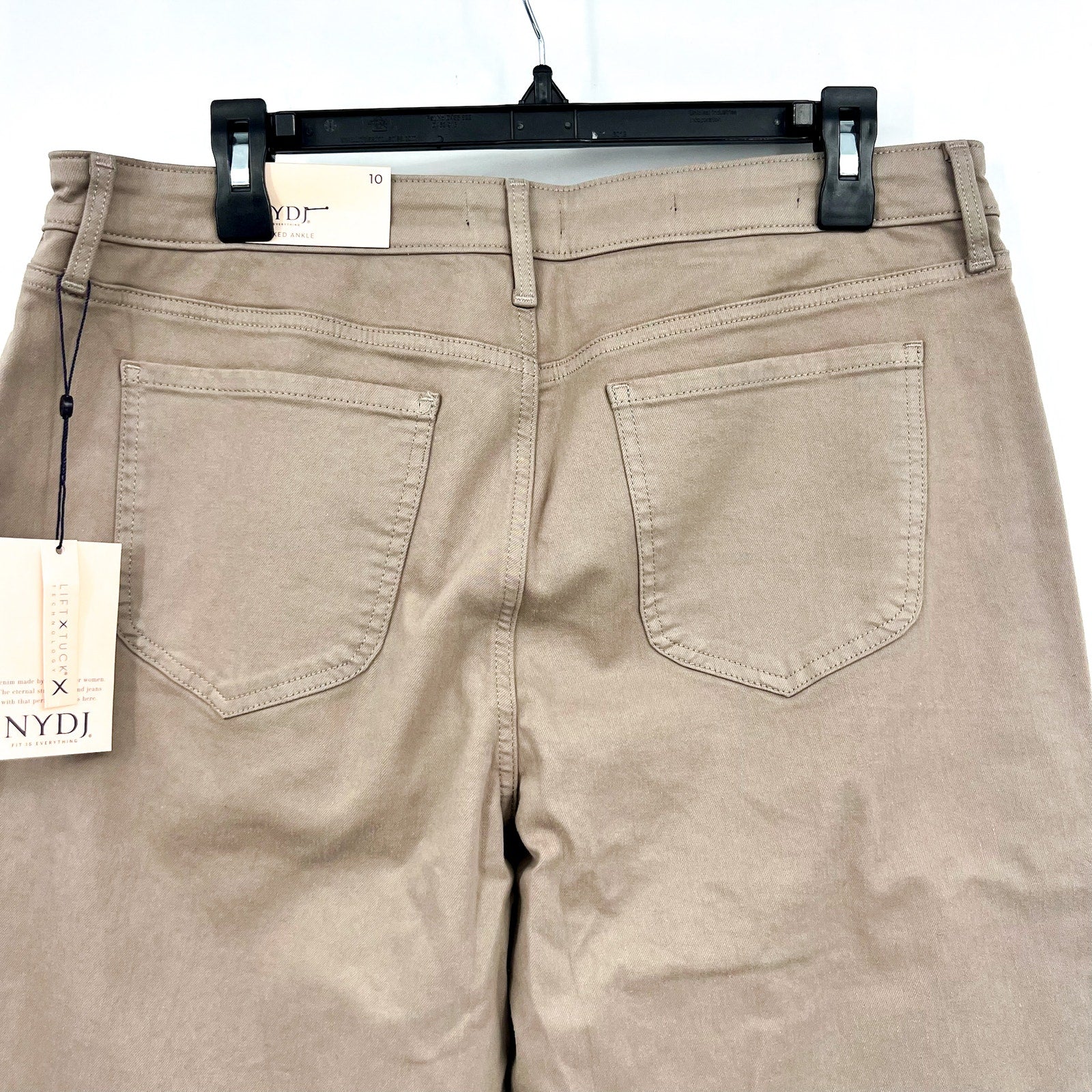 NYDJ Womens Relaxed Crop Straight Leg Jeans Size 10 Beige Tan Utility Pocket NWT