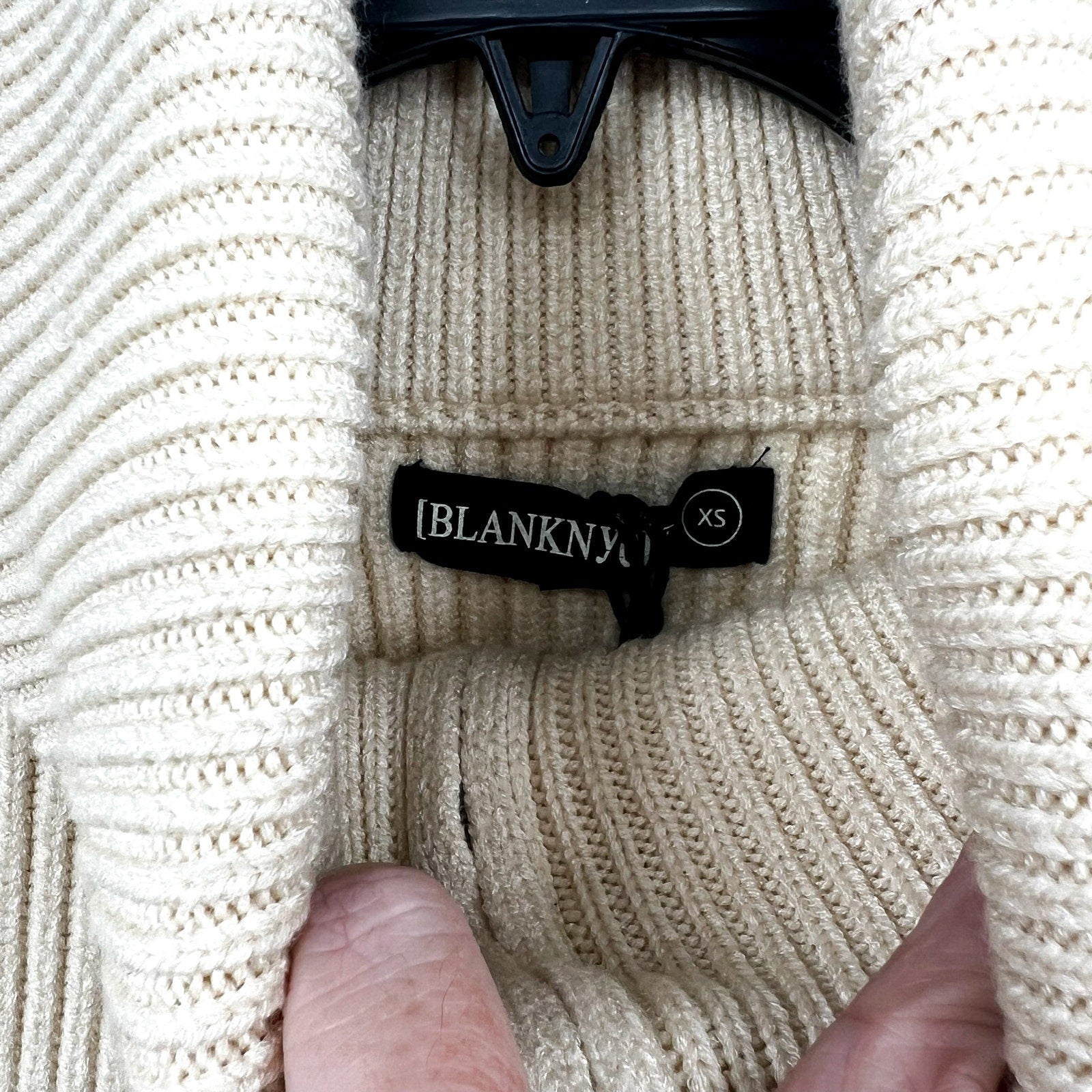 BLANKNYC Womens Turtleneck Striped Sweater XS Cream Black Peak Hour NWT