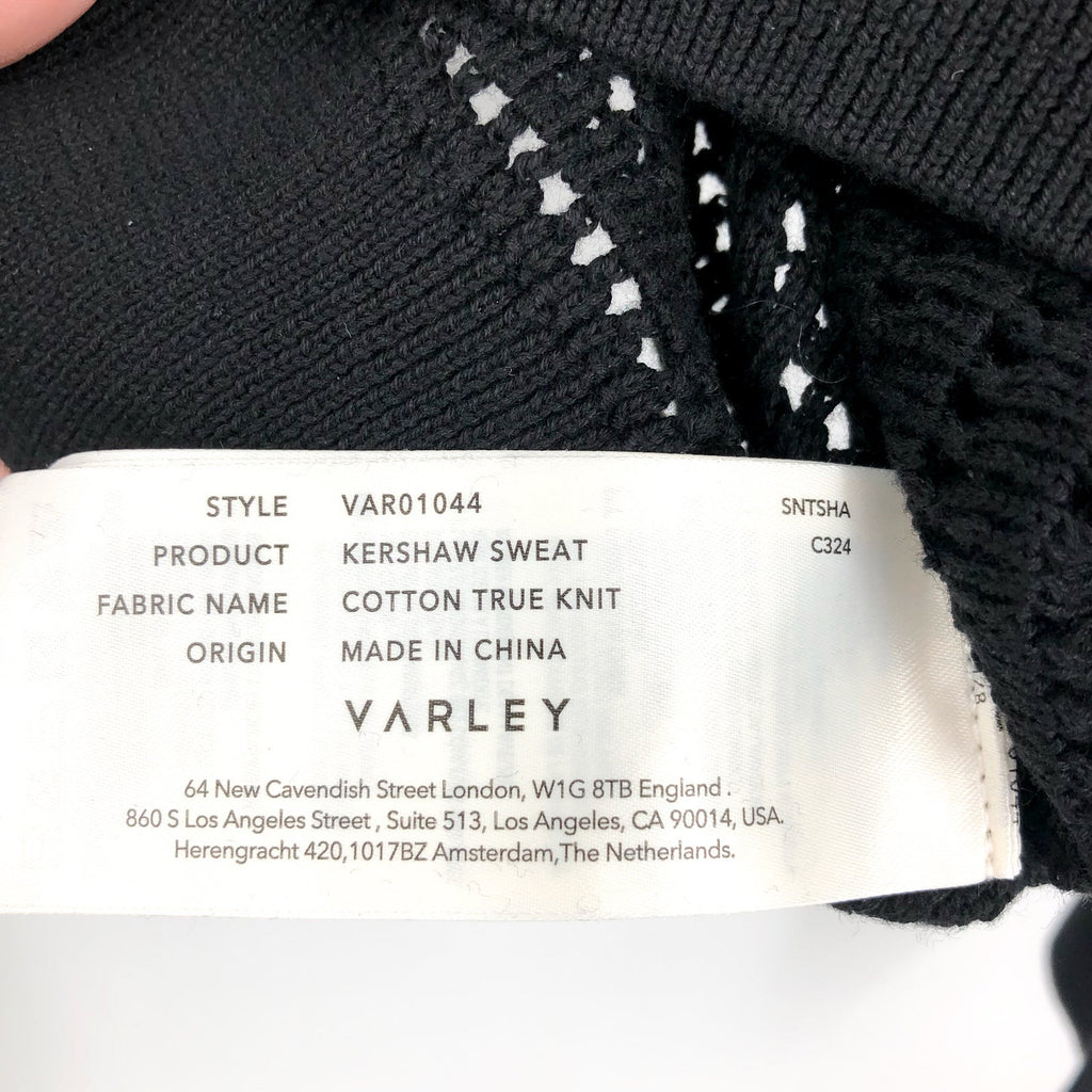 VARLEY Women's Kershaw Sweat Pullover Sweater XXS Black Open Knit Cotton NWT