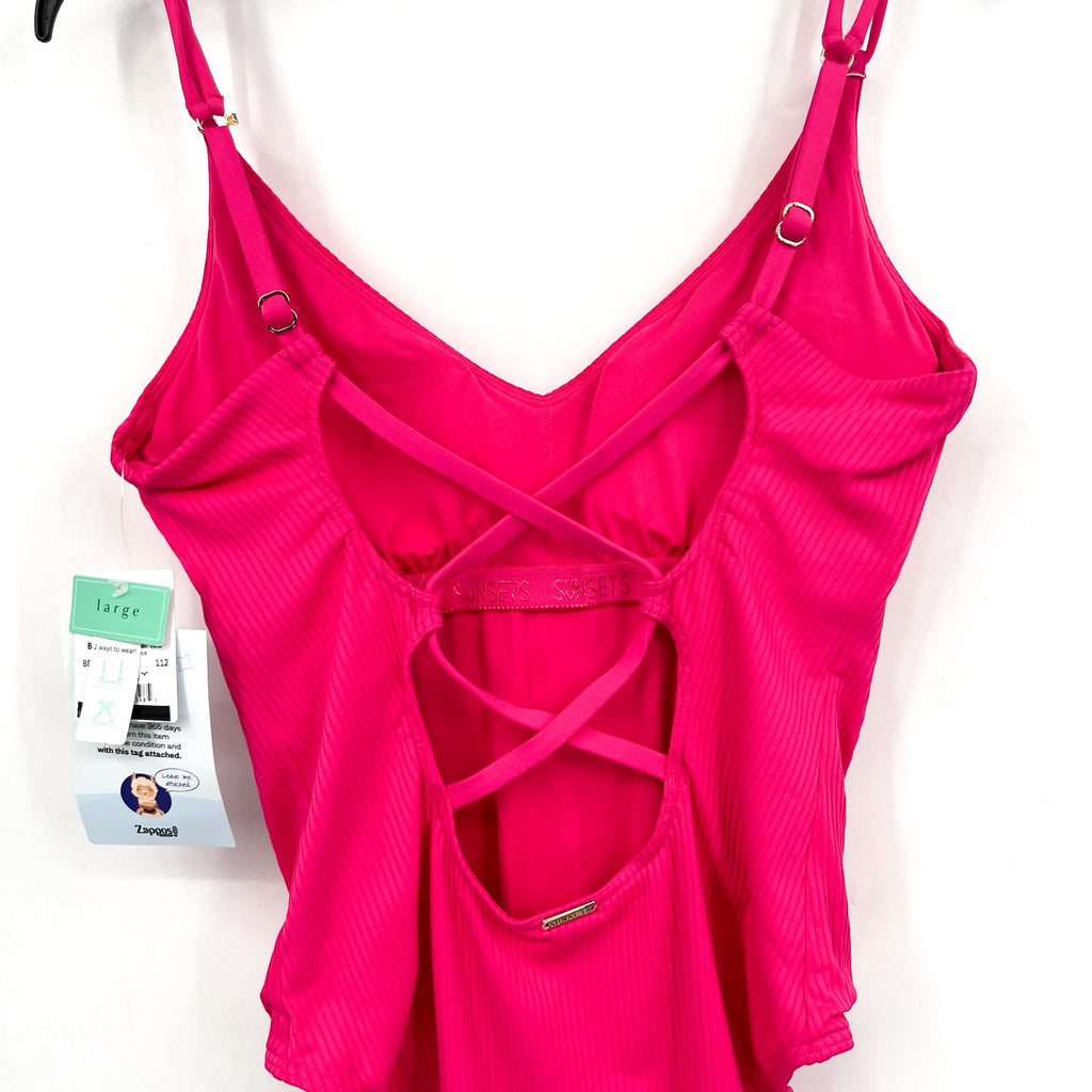 SUNSETS Women's Veronica One Piece Swimsuit Large Pink Begonia Sandbar Rib NWT