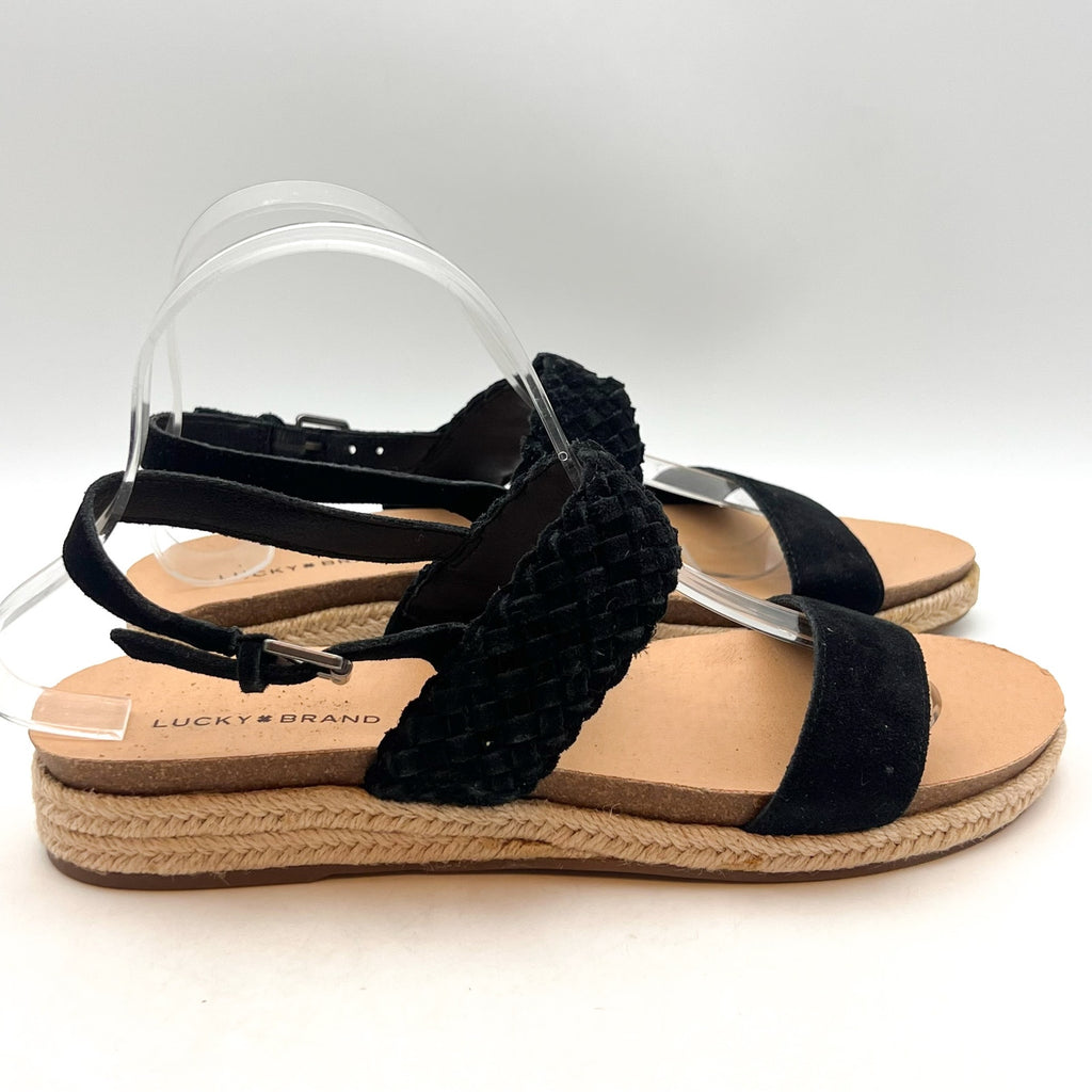 LUCKY BRAND Women's Gloreah Espadrille Flat Sandals Size 8.5M Black NWOB