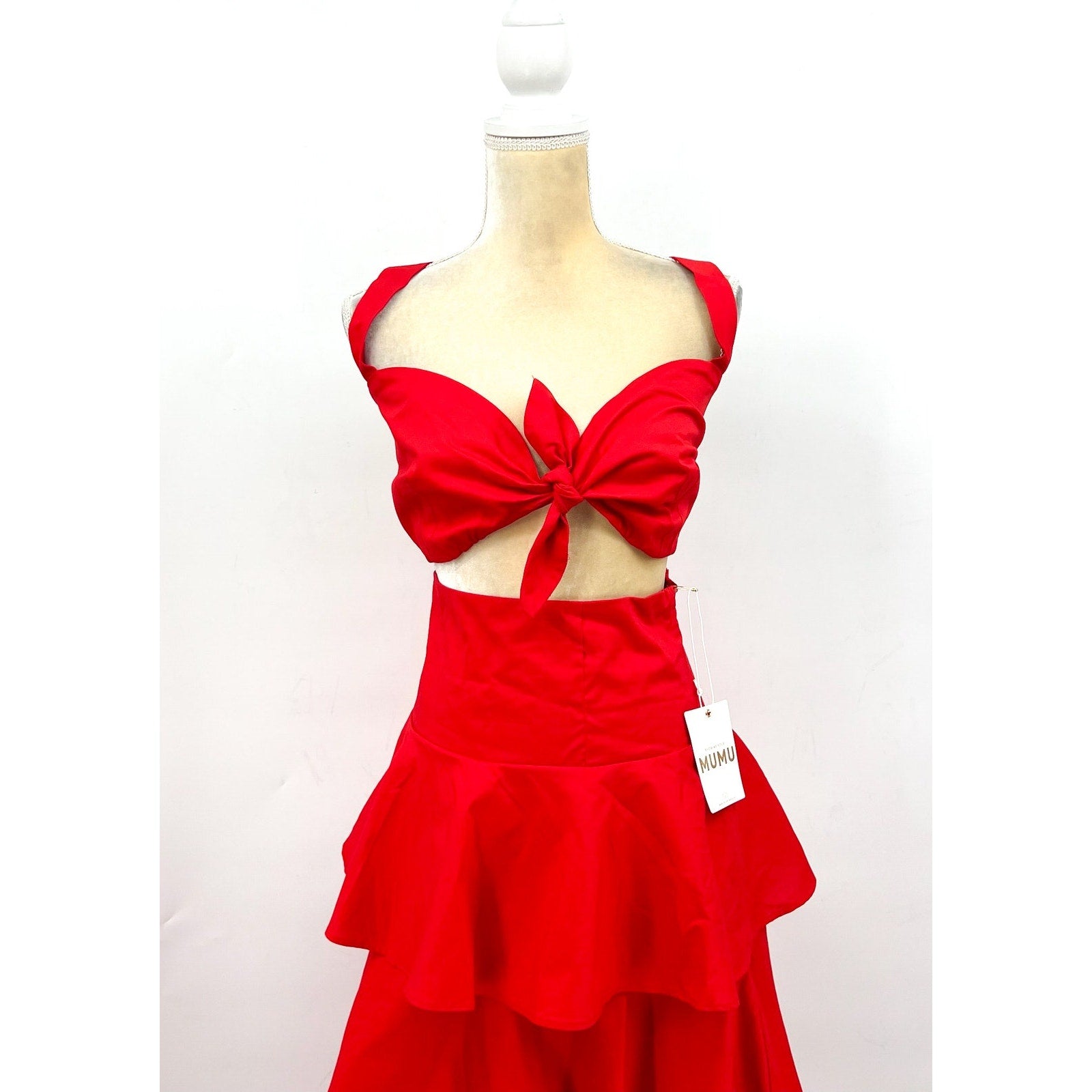 SHOW ME YOUR MUMU Kaden Crop Top & Katrina Swing Skirt Set Large Red NWT