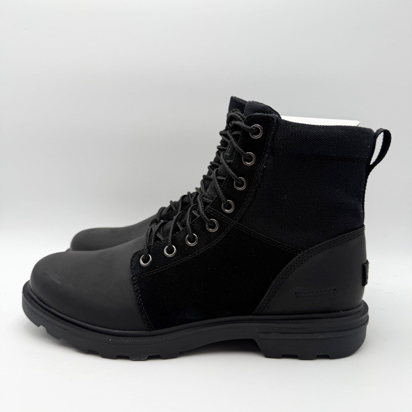SOREL Mens Carson Six Ankle Boot US 8 EU 41 Black Leather Waterproof NIB