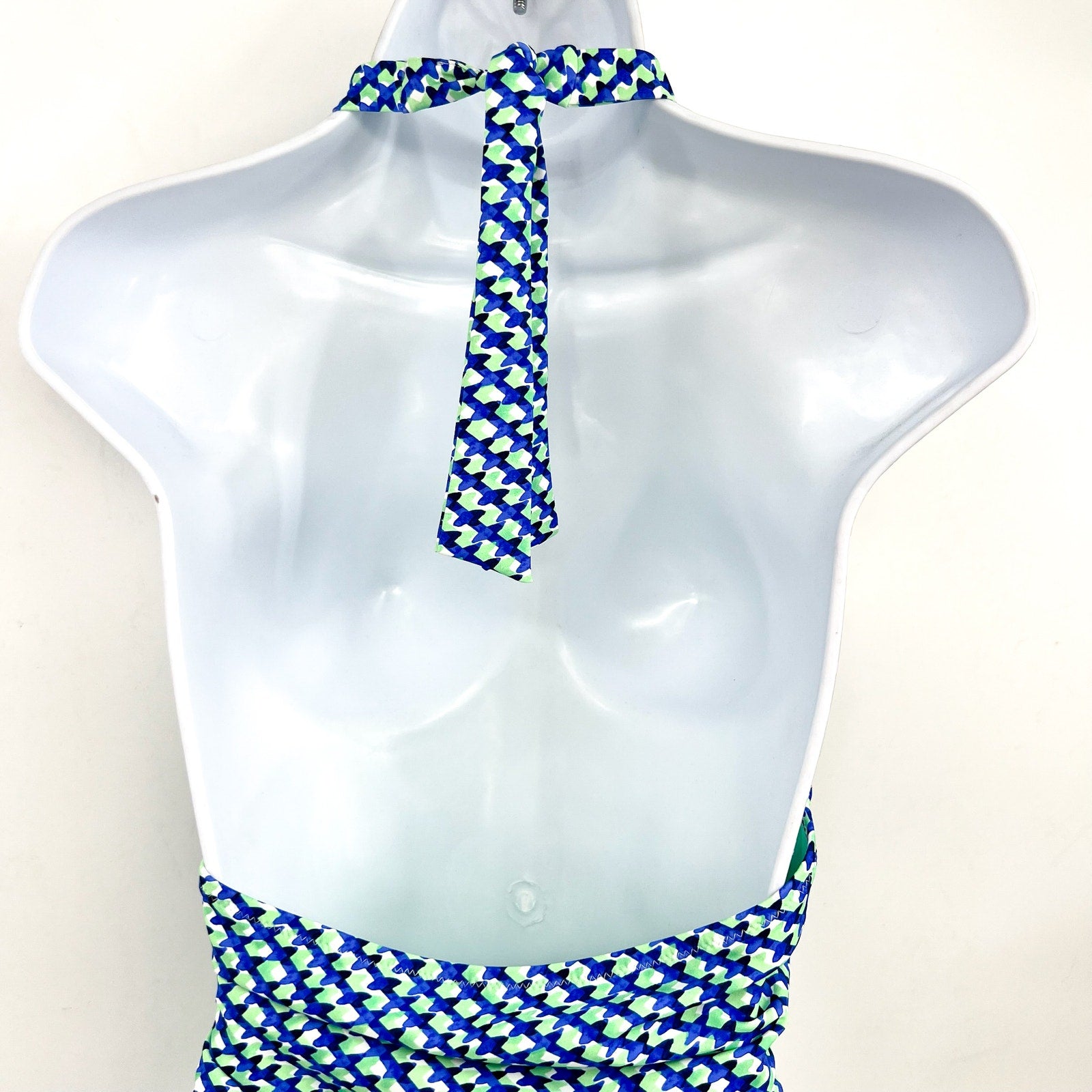 TOMMY BAHAMA Mosaic Pool Ring Tankini Top XL Beach Glass Blue Palm Modern NWT