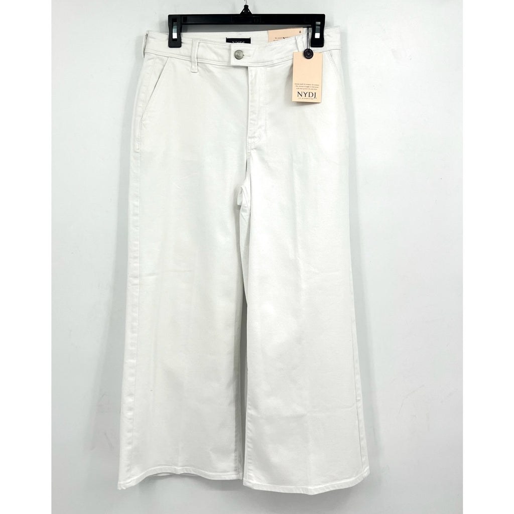 NYDJ Women's Mona Wide Leg Trouser Ankle Jeans Size 6 Optic White Denim NWT