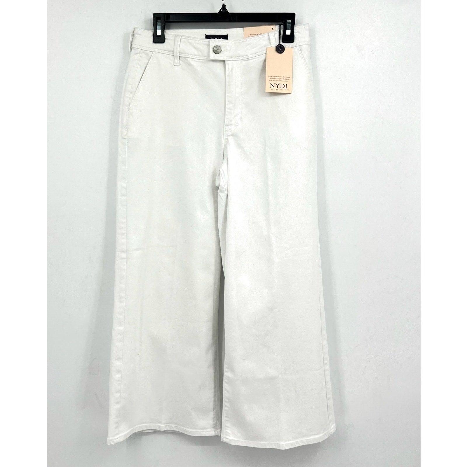 NYDJ Women's Mona Wide Leg Trouser Ankle Jeans Size 6 Optic White Denim NWT