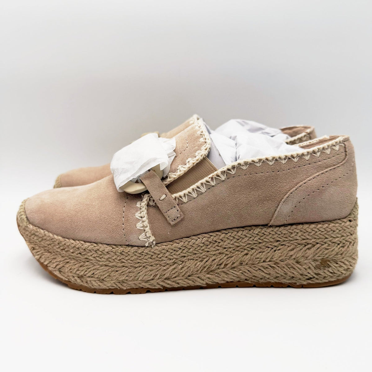 Dolce Vita Womens Jhenee Platform Espadrille Loafers Size 8.5 Beige Suede NIB