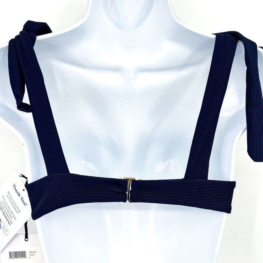BEACH RIOT Women's Blair Underwired Bikini Top Small Navy Blue Tie Straps NWT