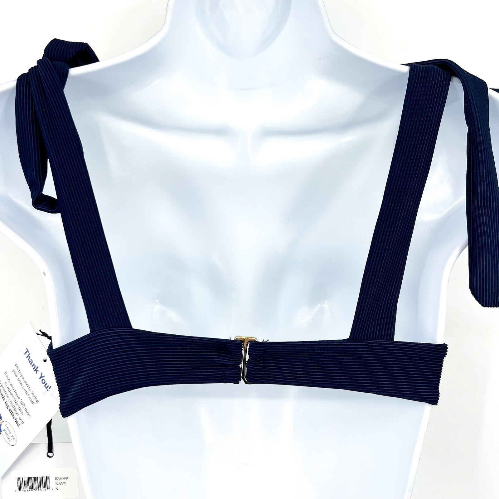 BEACH RIOT Women's Blair Underwired Bikini Top Small Navy Blue Tie Straps NWT
