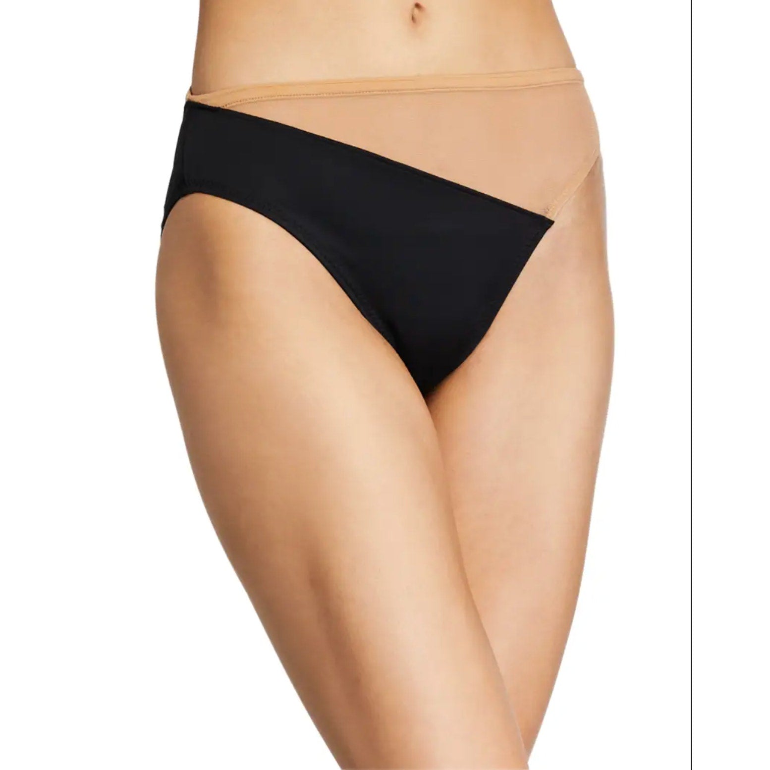 NORMA KAMALI Women's Snake Mesh Bikini Bottoms Medium Black Nude Mesh NWT