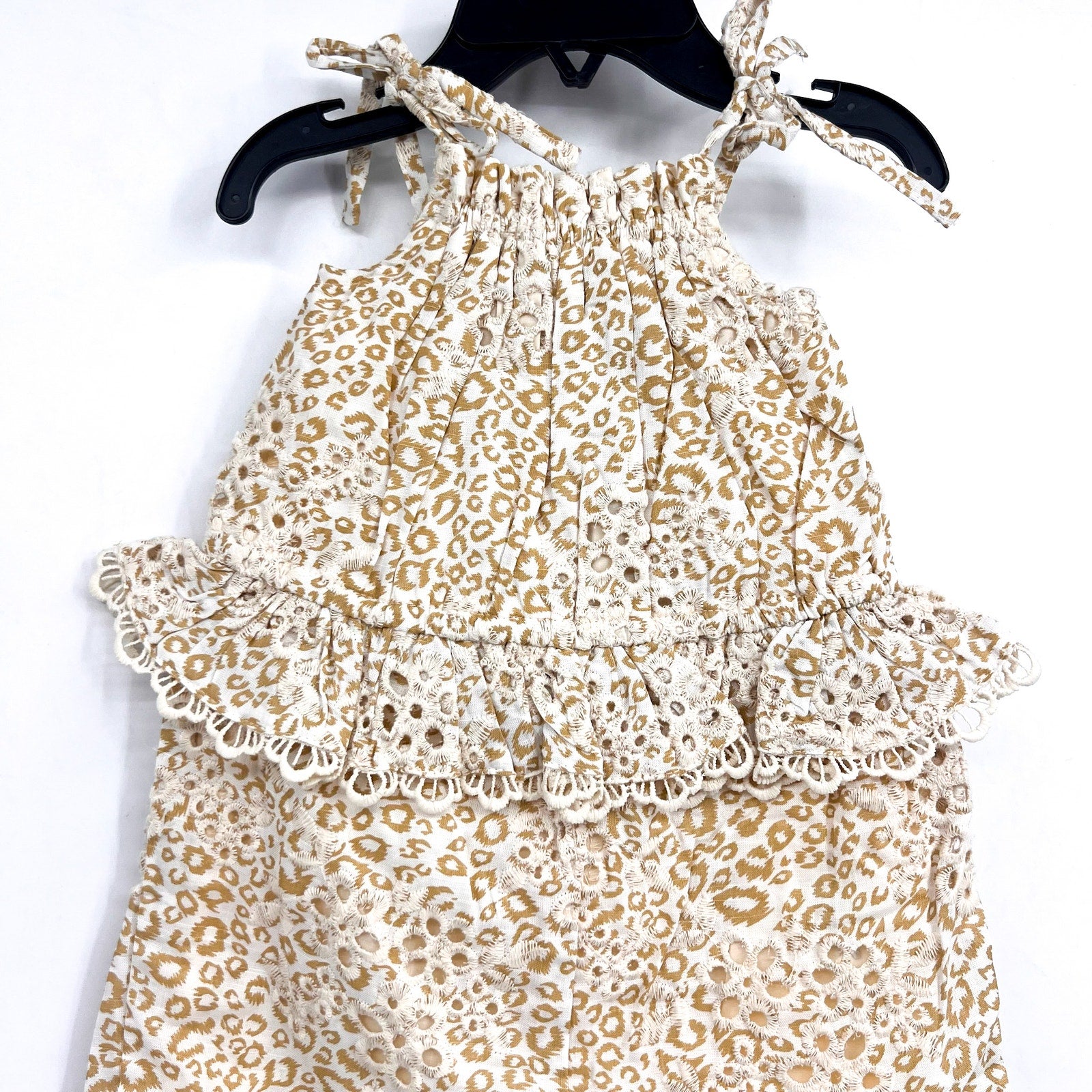 BARDOT Toddler Girl's Leopard Trim Romper Size 2T Beige Peplum NWT