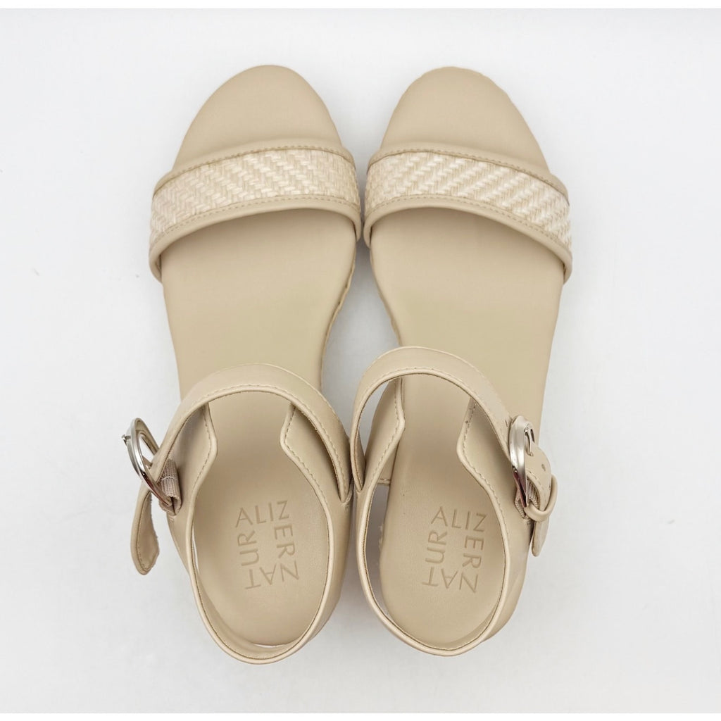Naturalizer Women's Stella 2 Espadrille Wedge Sandals Size 8 M Beige Leather NIB