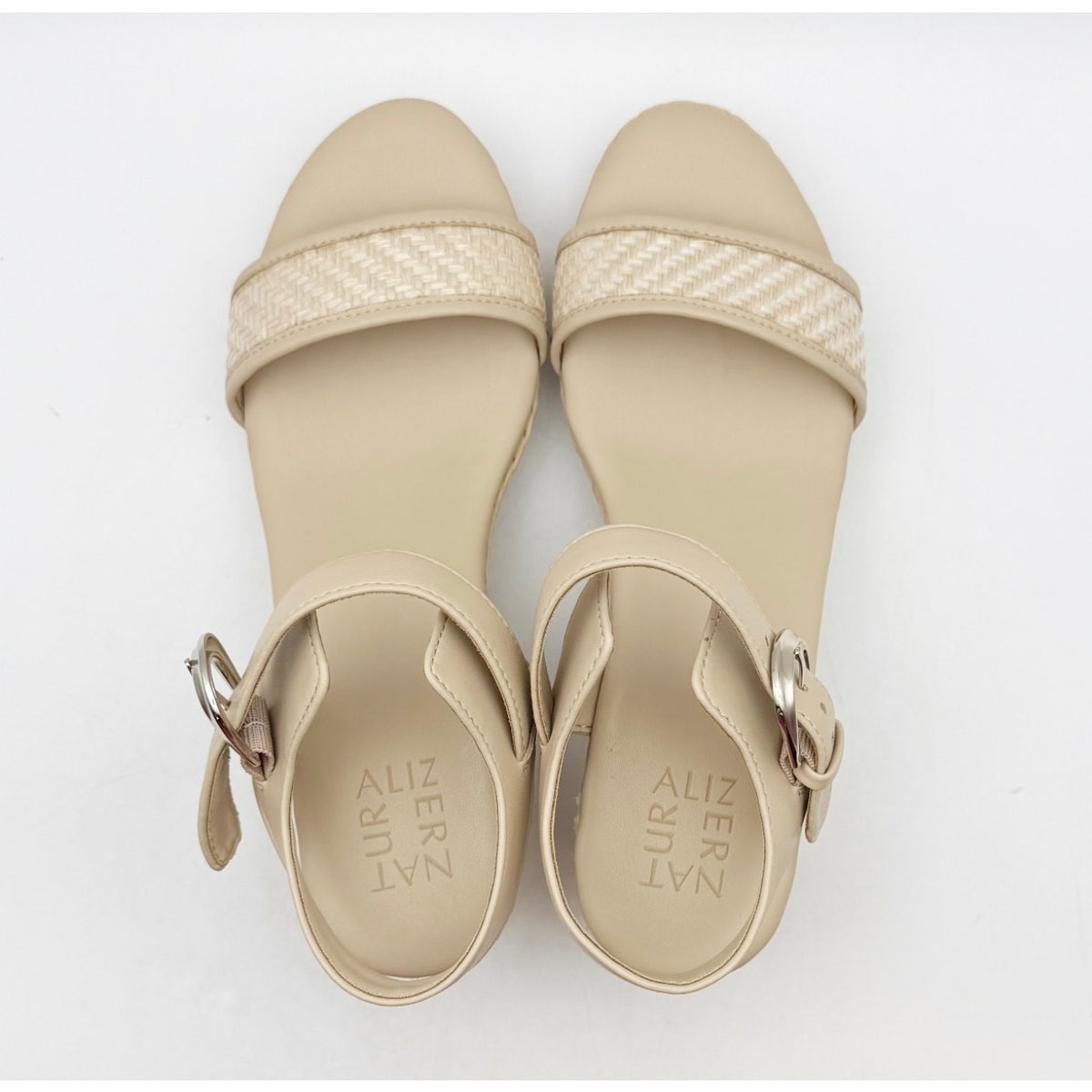 Naturalizer Women's Stella 2 Espadrille Wedge Sandals Size 8 M Beige Leather NIB