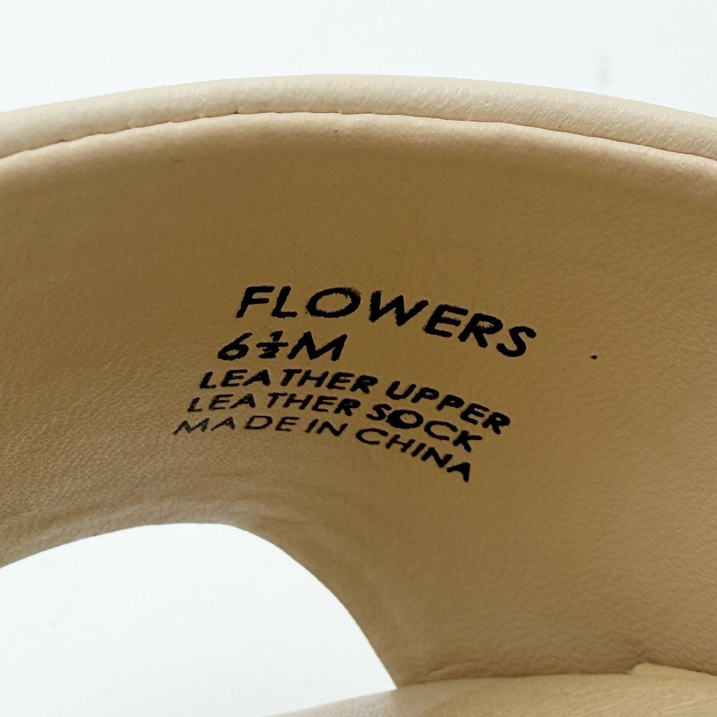 Liverpool Womens Flowers Wedge Sandals Size 6.5 Cream Off White Leather NWOB