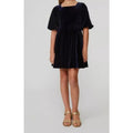 BARDOT Girl's Wynter Velour Dress Size 16 Navy Blue Short Puff Sleeve NWT