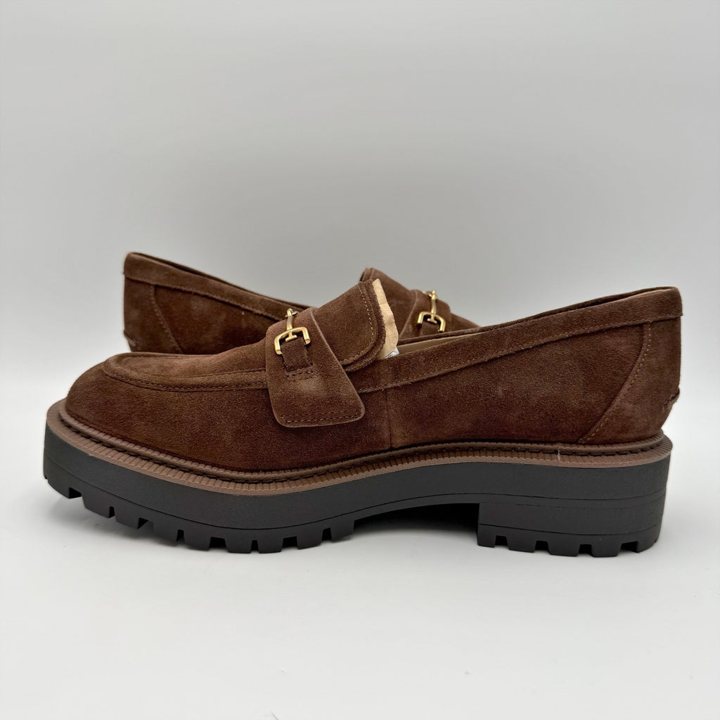 Sam Edelman Womens Lea Platform Loafers Size 8.5 M Brown Suede NIB
