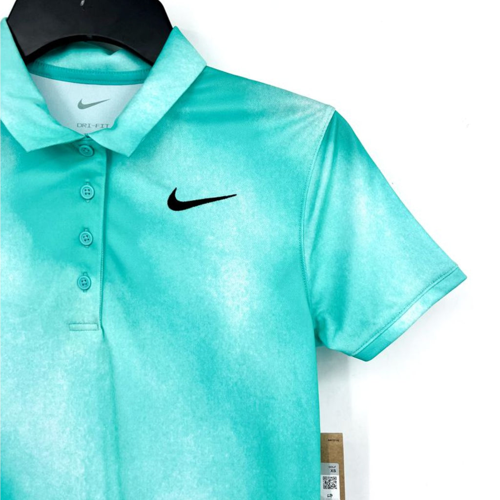 Nike Womens Dri-FIT Golf Polo Shirt XS Green Short-Sleeve Printed NWT