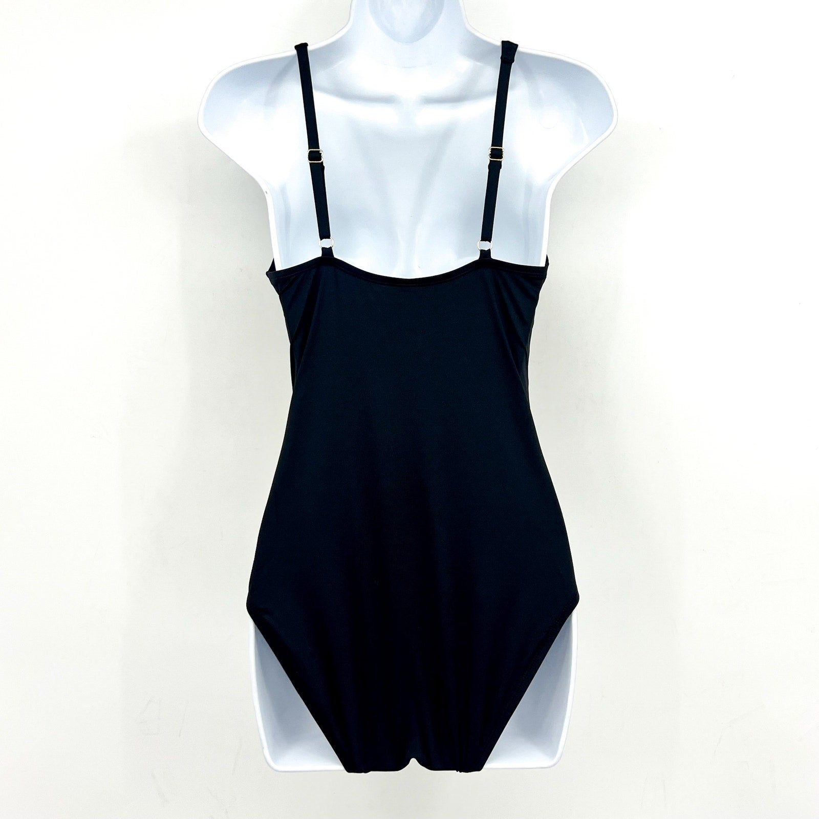 TOMMY BAHAMA Pearl Tie-Front One-Piece Swimsuit Size 6 Black V Neck NWOT
