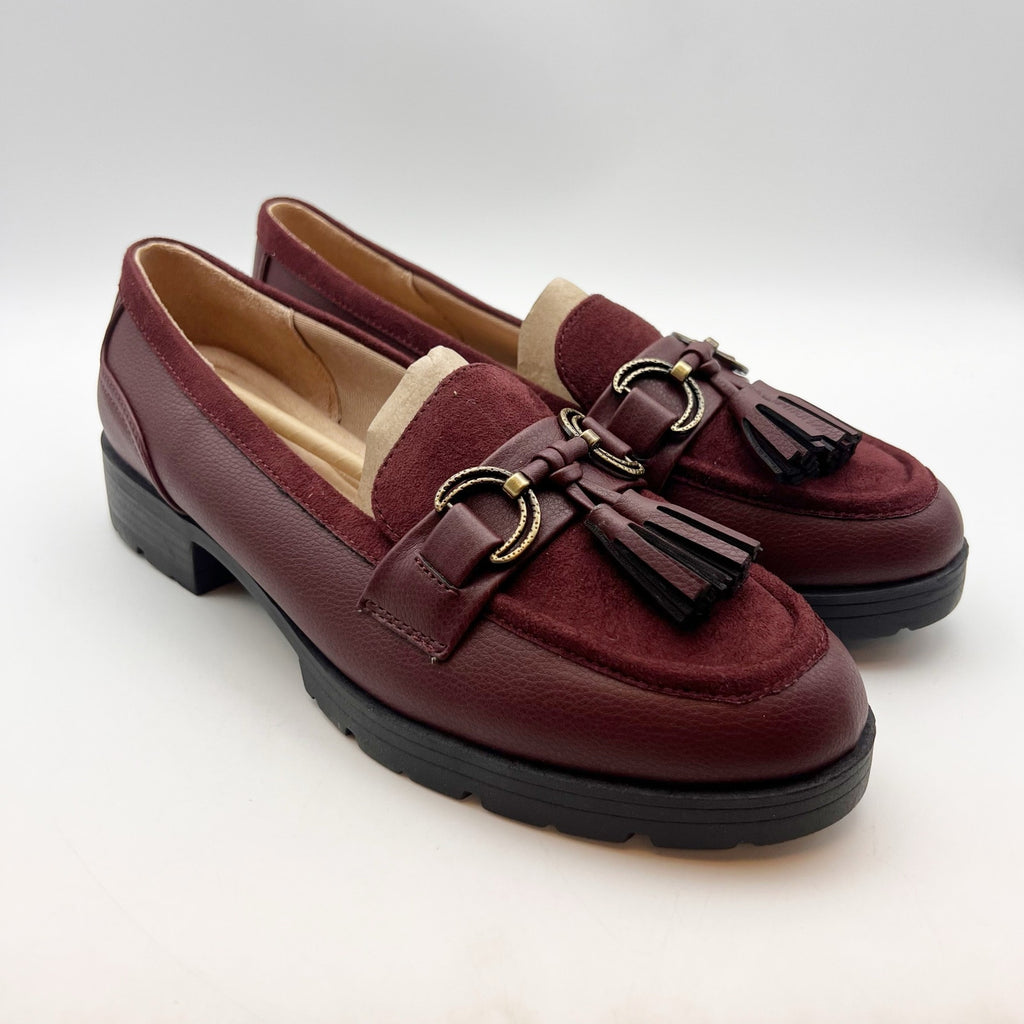 LifeStride Womens Logan Flat Loafers Size 8 EU 38.5 Wine Red NIB