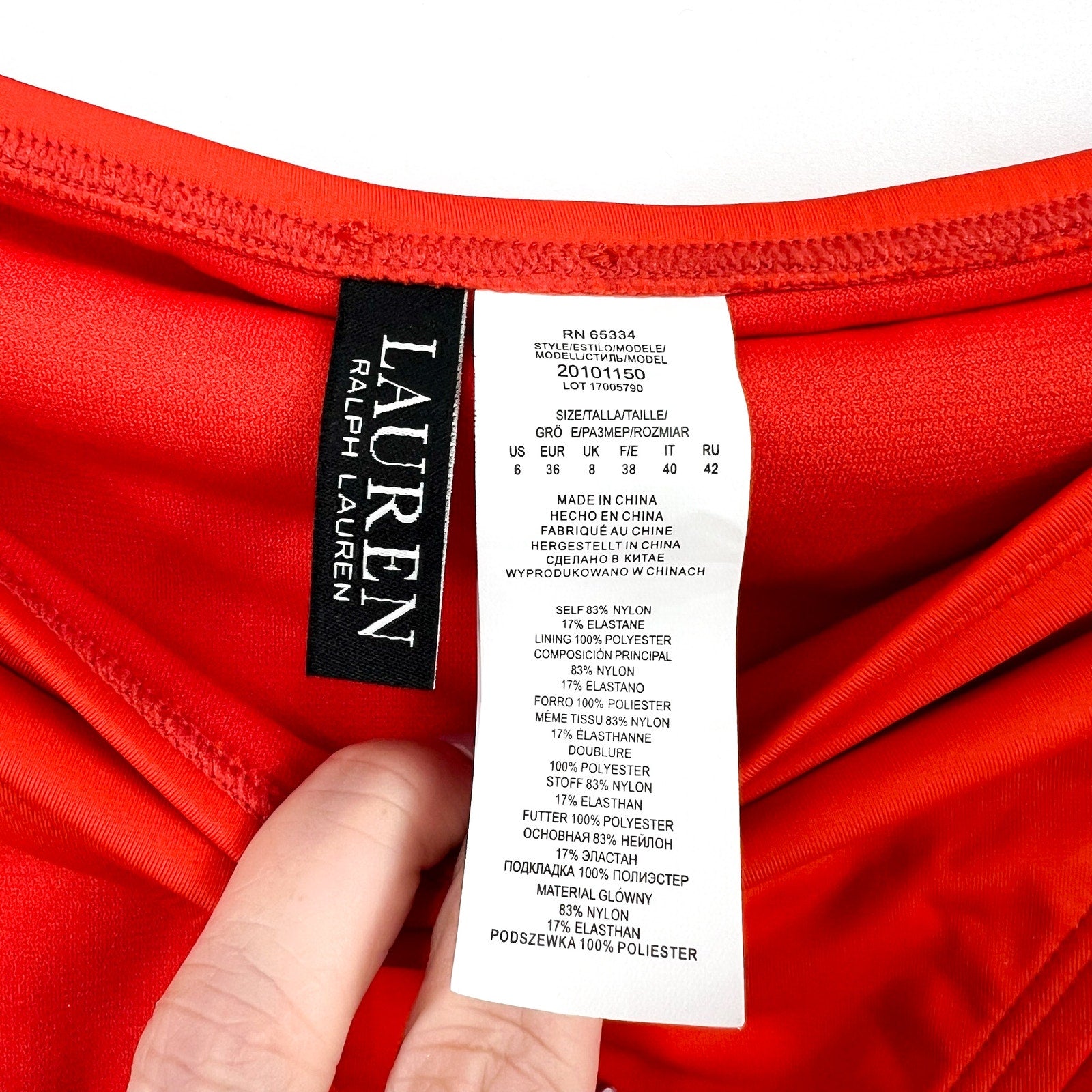 LAUREN RALPH LAUREN Beach Club Hipster Bikini Bottom Size 6 Orange Shirred NWT