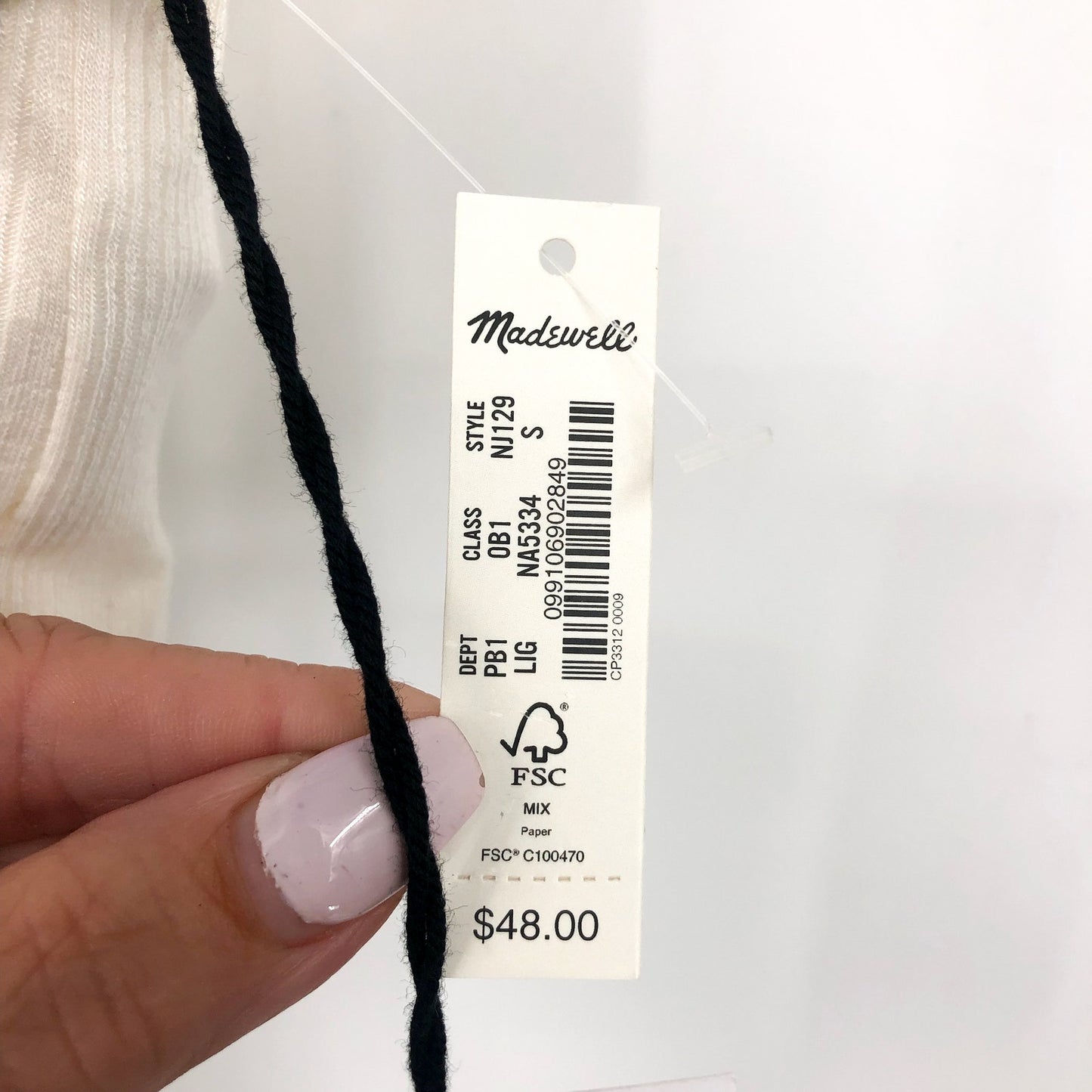 MADEWELL Women's Variegated Rib Crop Tank Small White Lighthouse NWT