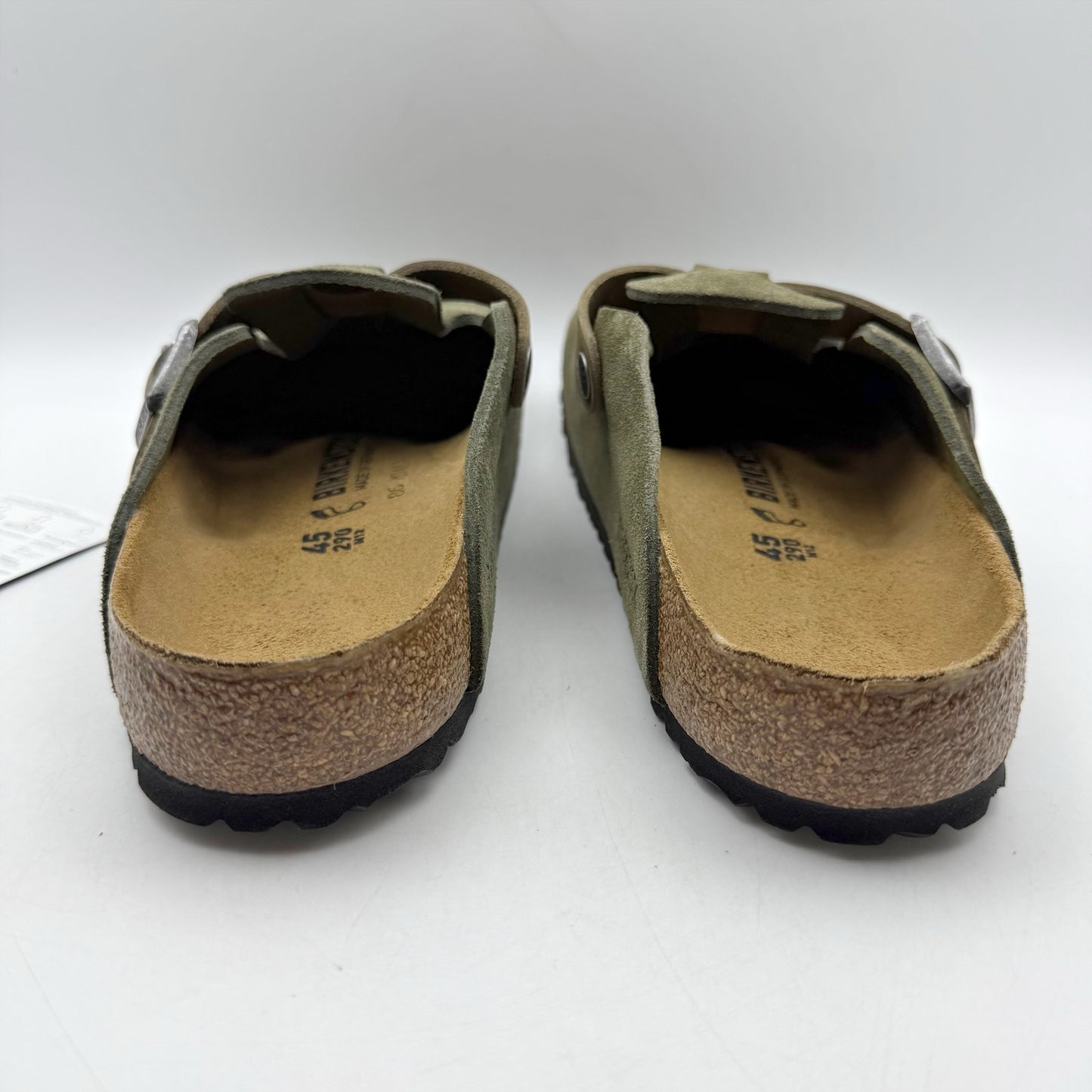 Birkenstock Mens Boston Clogs EU 45 US 12 Green Suede Slip On NWOB