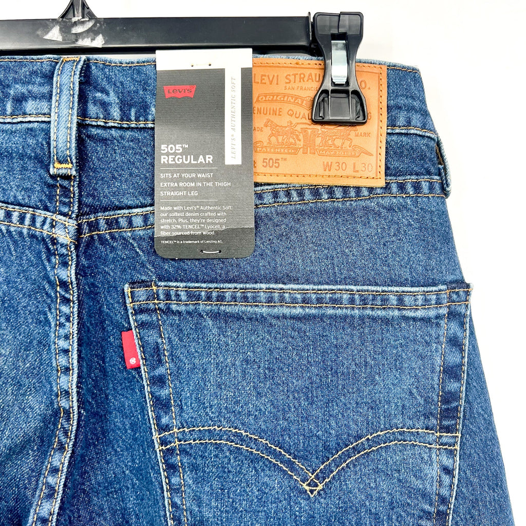 Levi's Men's 505 Regular Fit Jeans 30X30 Dark Blue Wash 00505-0000 NWT