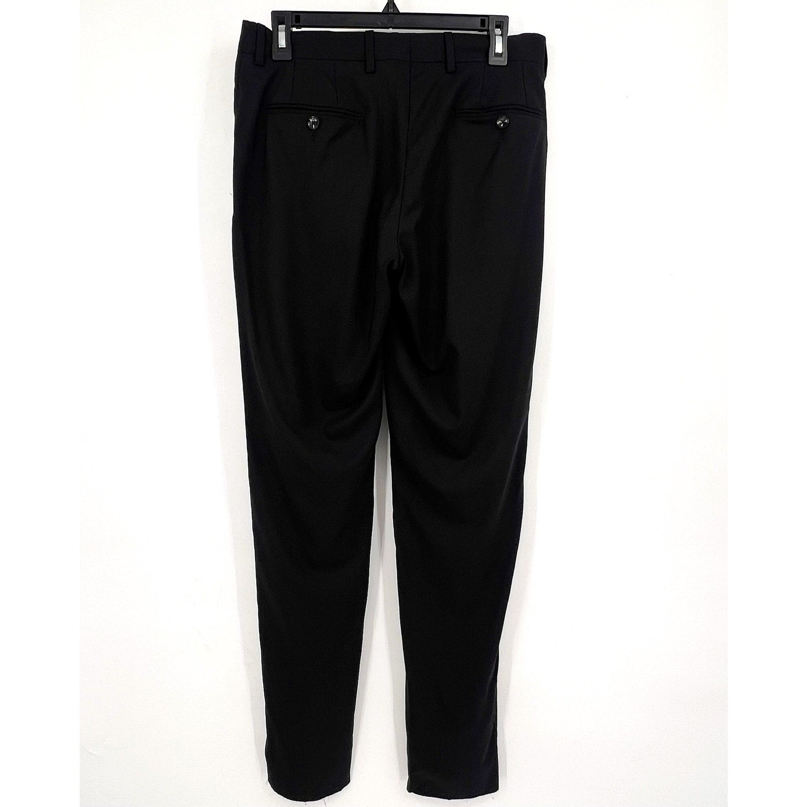 TED BAKER Men's Jim CT Dress Pants 31R Black Flat Front 100% Wool NWT