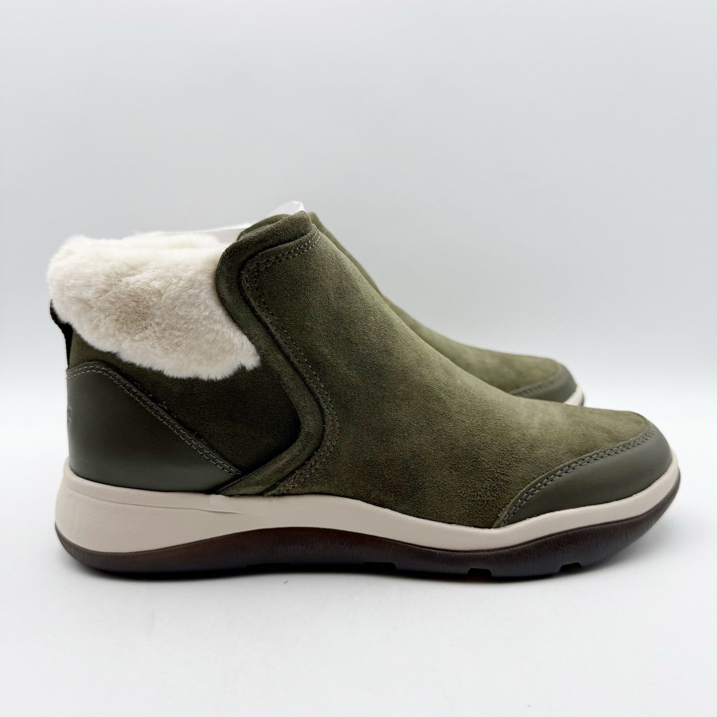 Vionic Womens Norwood Ankle Booties US 8 M Olive Green Suede Water Repellent NIB