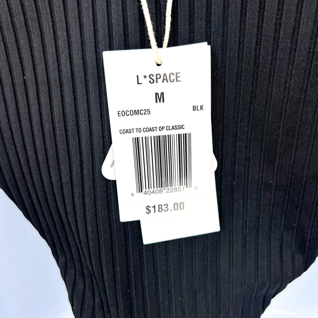 L*SPACE Women's Coast to Coast Deep-V One-Piece Swimsuit Medium Black NWT
