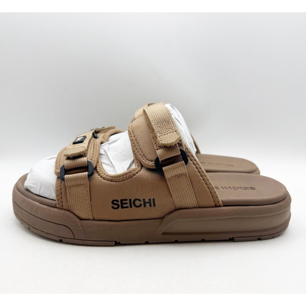 SEICHI Men's Sandoru Ni Slide Sandals SIZE 11 EU 44 Mocha Brown Velcro Strap NIB