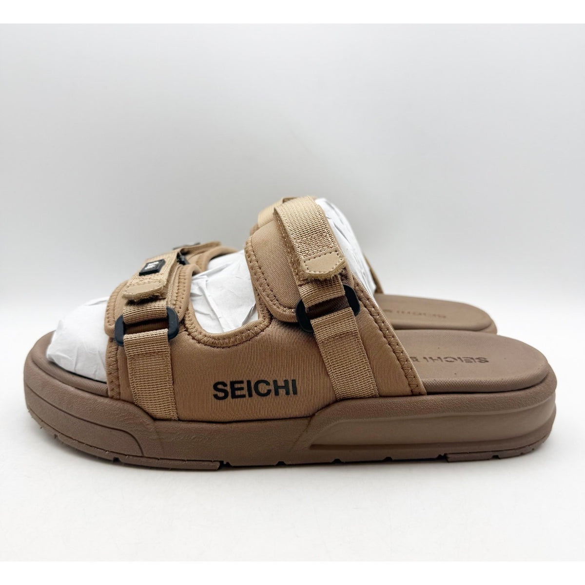 SEICHI Men's Sandoru Ni Slide Sandals SIZE 11 EU 44 Mocha Brown Velcro Strap NIB