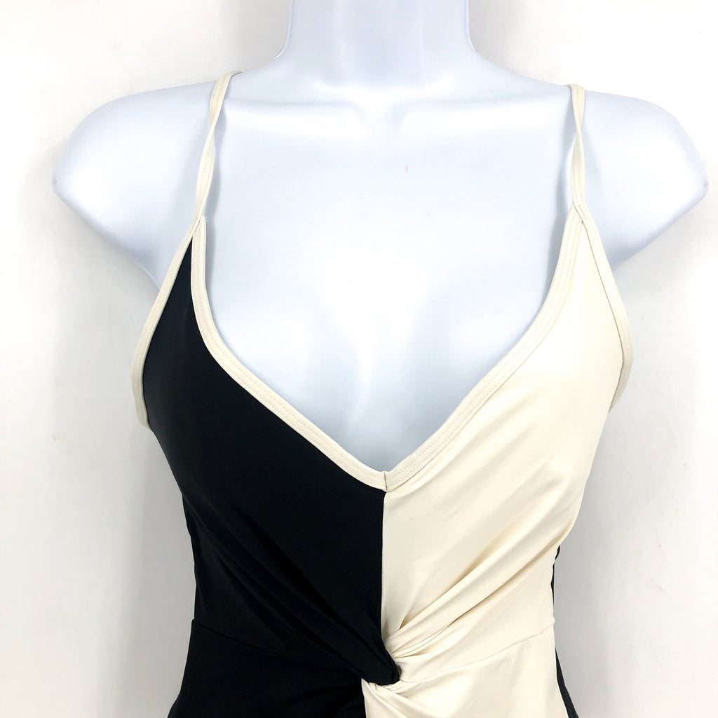 L*SPACE Women's Devi Classic One Piece Swimsuit Small Black Cream Colorblock NWT