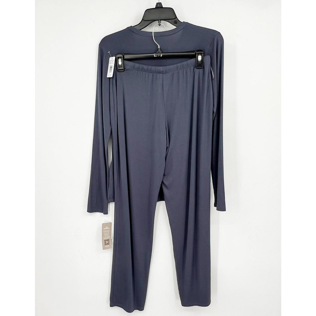 NATORI Women's Feathers Essentials Pajama Set XS Blue Long Sleeve Jersey NWT