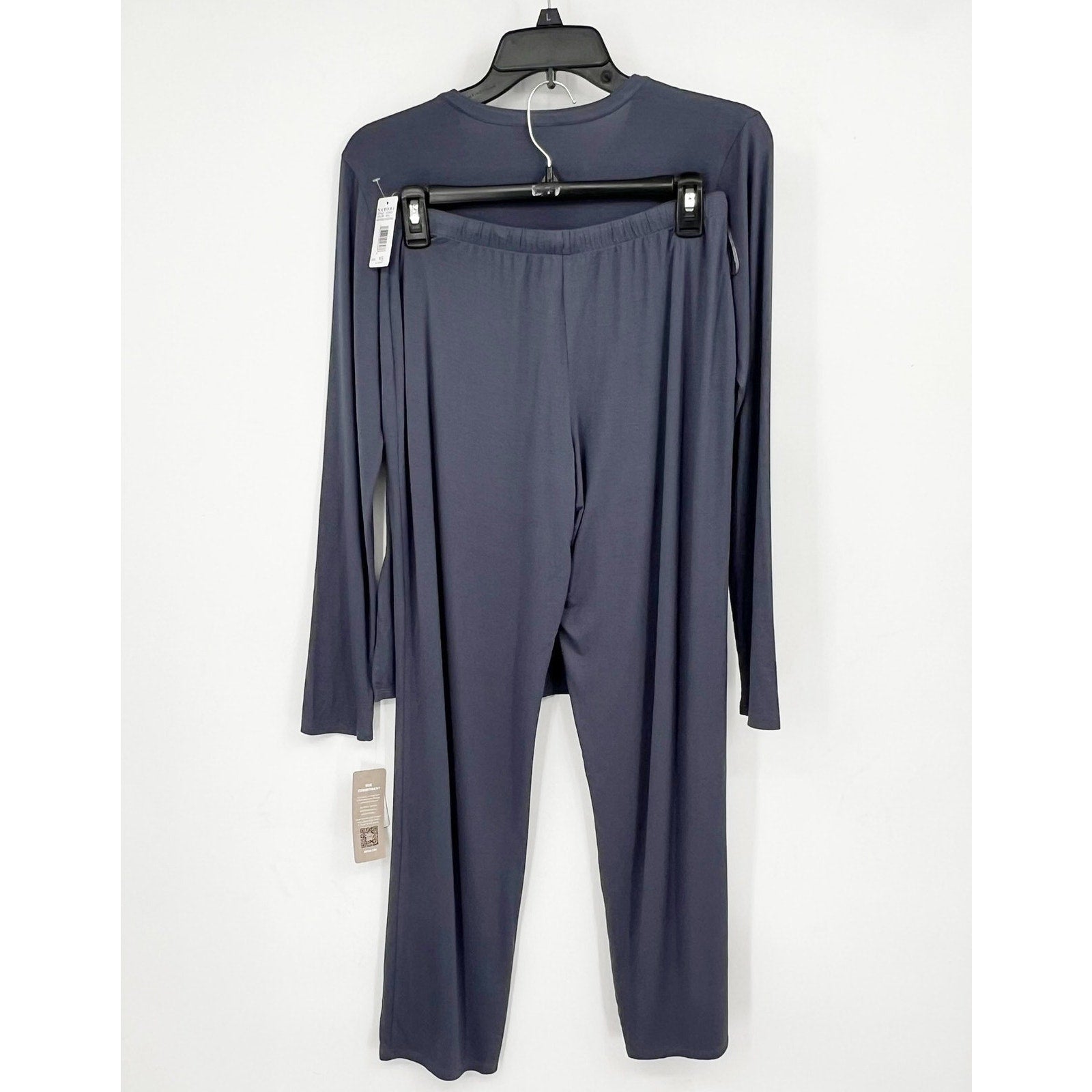 NATORI Women's Feathers Essentials Pajama Set XS Blue Long Sleeve Jersey NWT