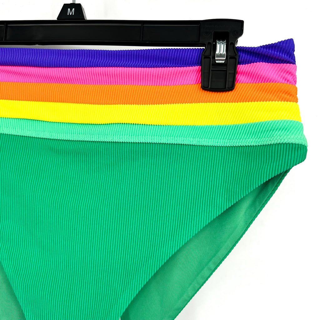 BEACH RIOT Millie Bikini Bottom Large Green Technicolor Colorblock NWT