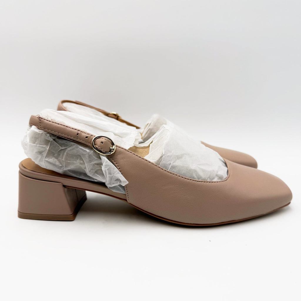 Naturalizer Womens Jayla Slingback Heels Size 8 Wide EU 38.5 Tan Warm Fawn NIB