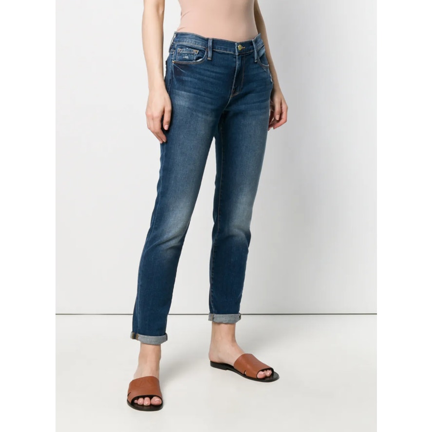 FRAME Women's Le Garcon Slim Boyfriend Jeans Size 25 Dark Blue Distressed NWOT