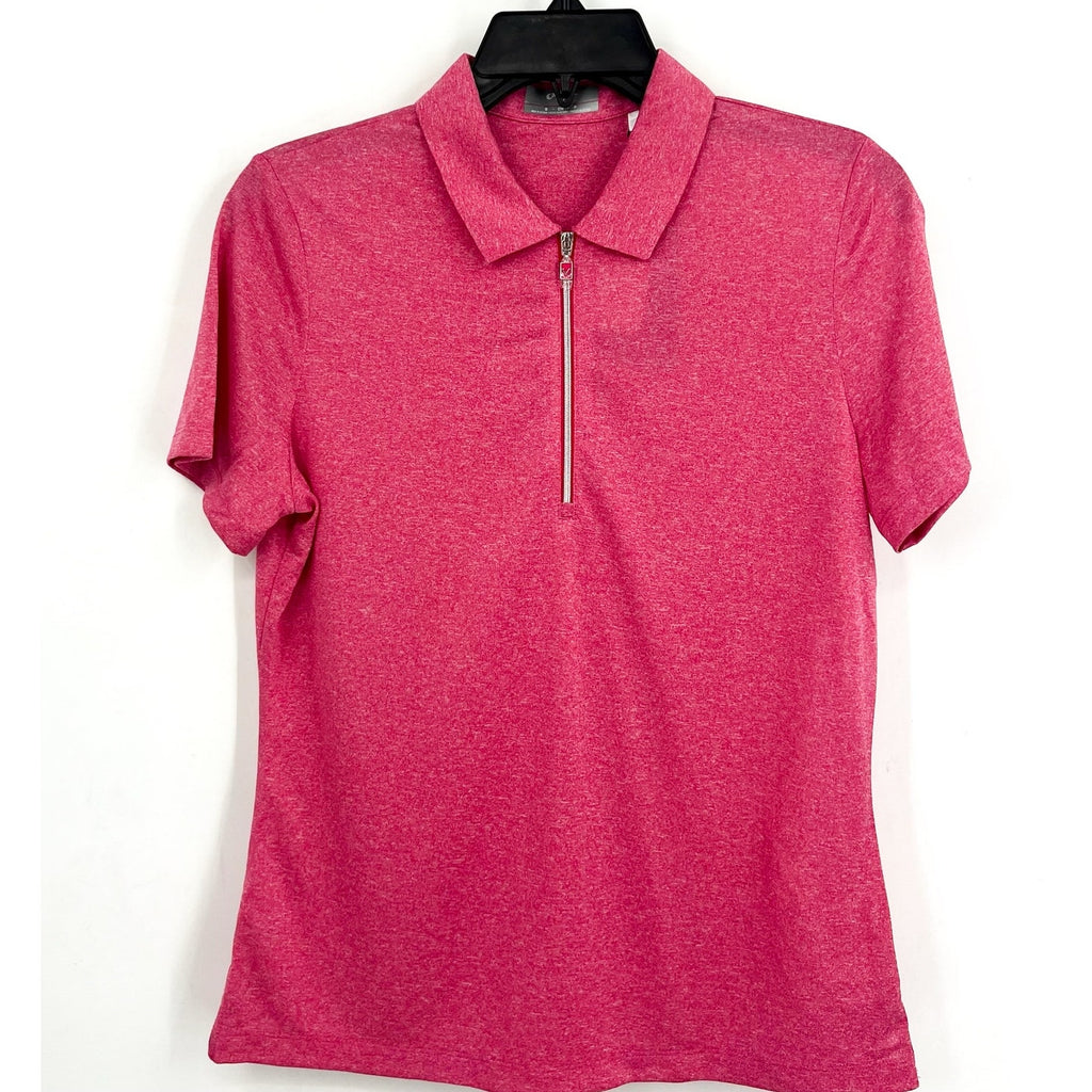 Callaway Womens Golf Polo Shirt Small Pink Quarter Zip Short Sleeve NWT