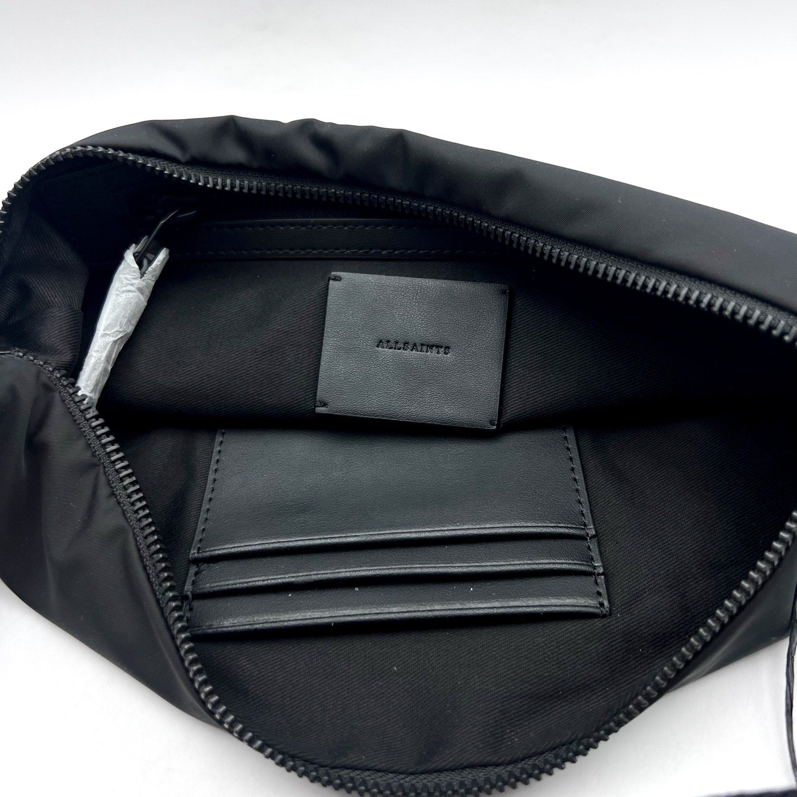 ALL SAINTS Women's Half Moon Nylon Crossbody Bag Small Black NWOT