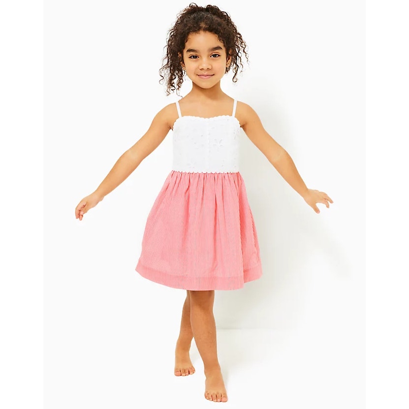 LILLY PULITZER Girls Mini Haylan Dress US 12 Red Pink White NWT