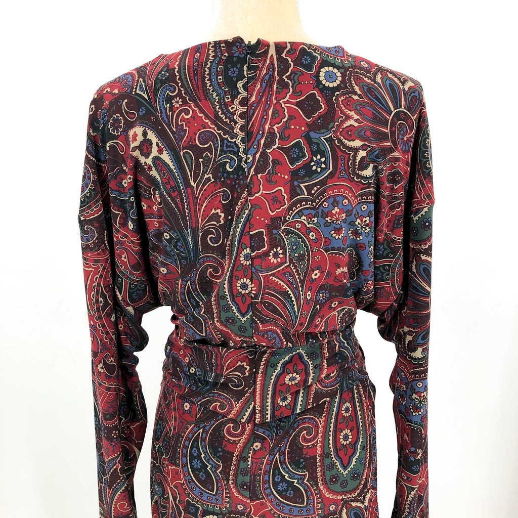 LAUREN RALPH LAUREN Twist-Front Jersey Dress Size 12 Red Checked Paisley NWT