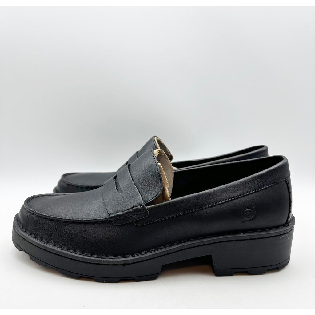 Born Womens Carrera Loafers Size 11 M EU 41-42 Black Leather Slip On NIB