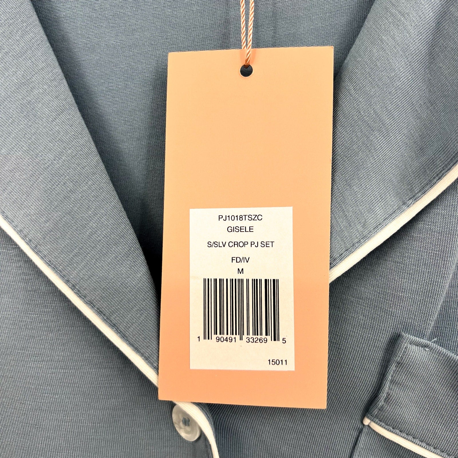 EBERJEY Gisele PJ Set Medium Light Blue Short Sleeve & Cropped Pant NWT